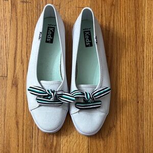 Keds Women's White Flats with Striped Bow